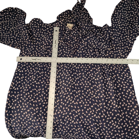 Vintage Chic Navy Blue Flowery Dot Dress - Picture 4 of 5